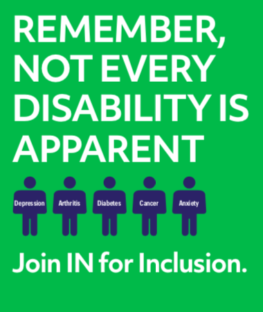 Poster cover "remember not every disability is apparent"