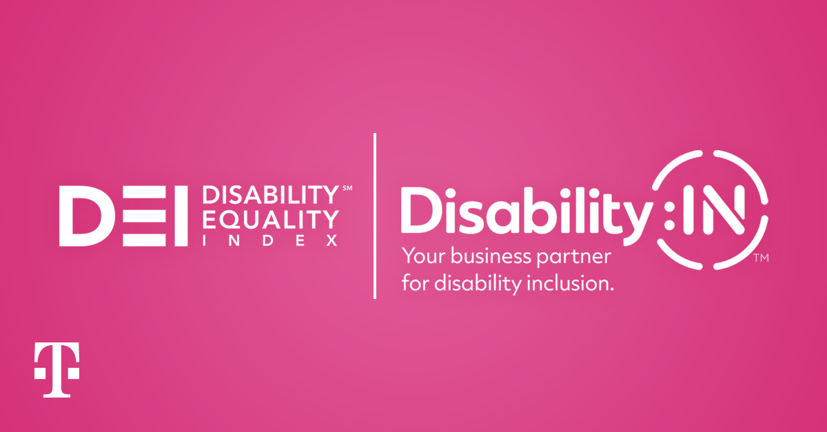 Disability Equality Index, Disability:IN and T-Mobile logos