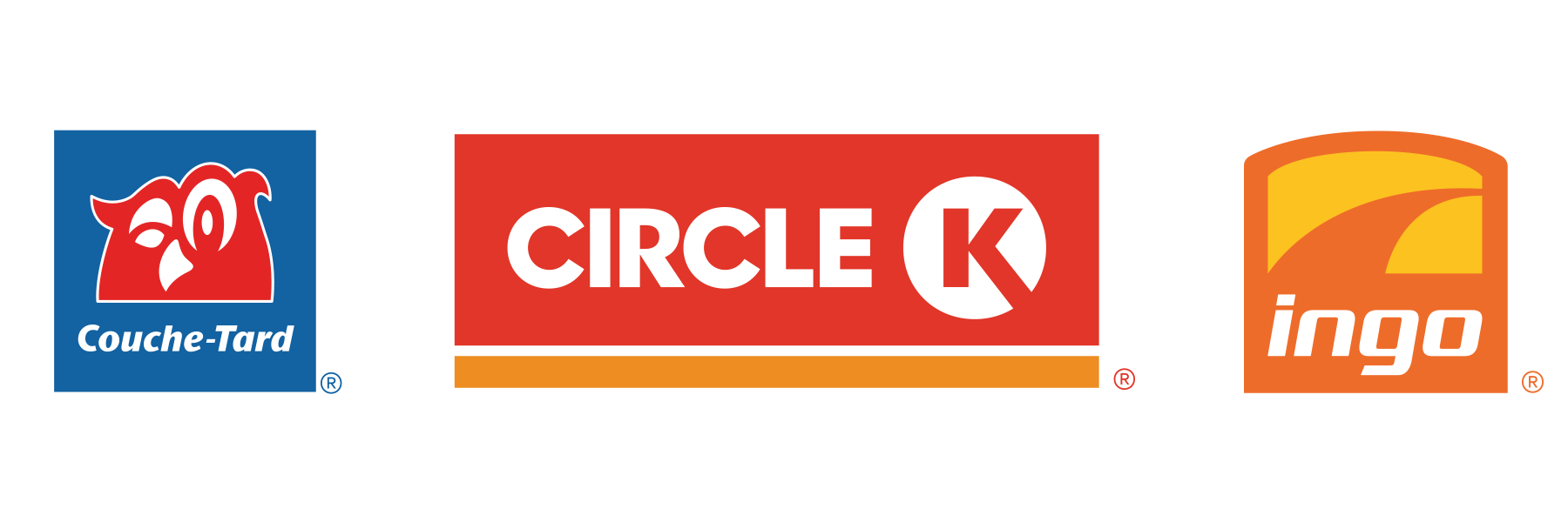 Circle K and other brand logos for Couche-tard and ingo