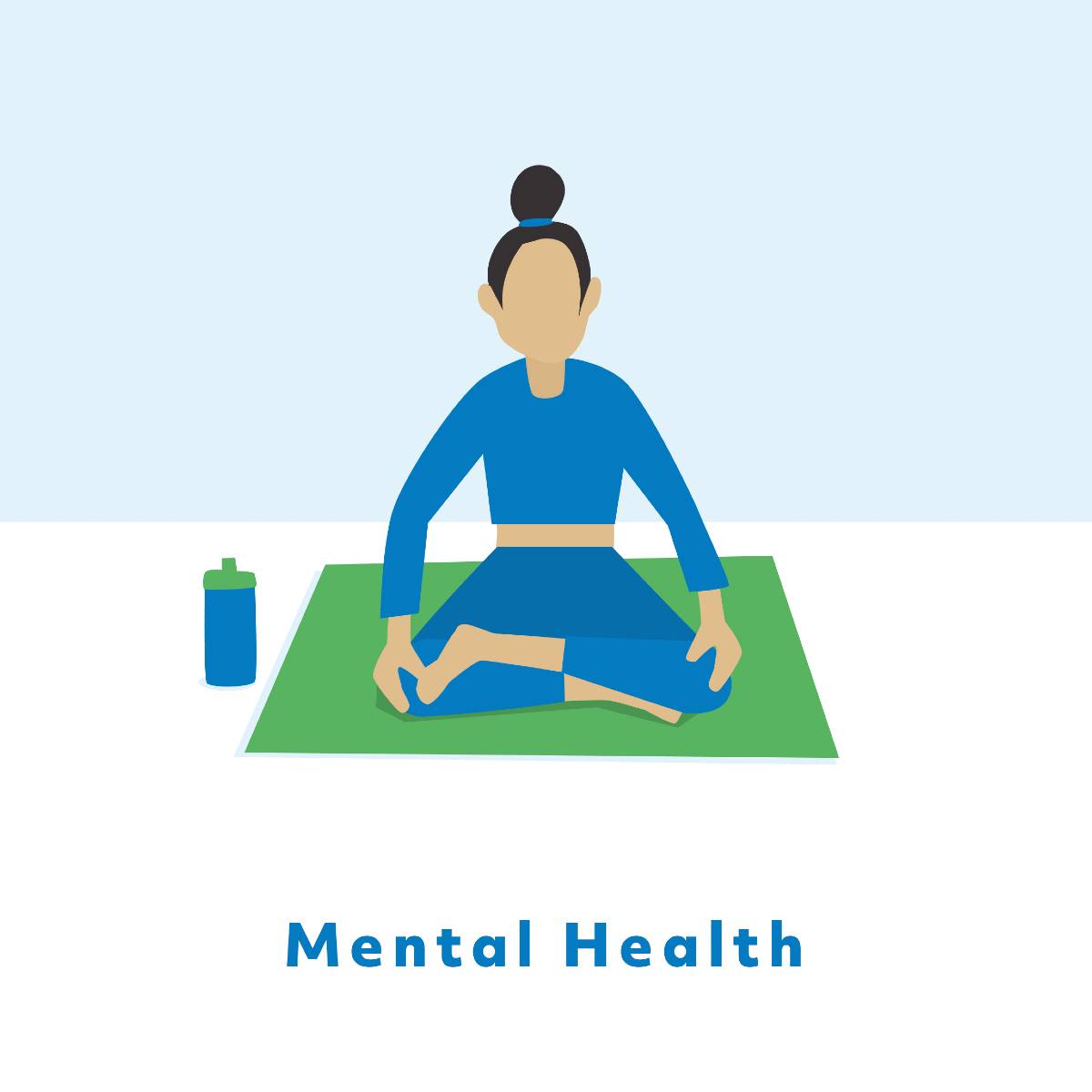 Mental Health: Woman sitting and meditating on a yoga mat