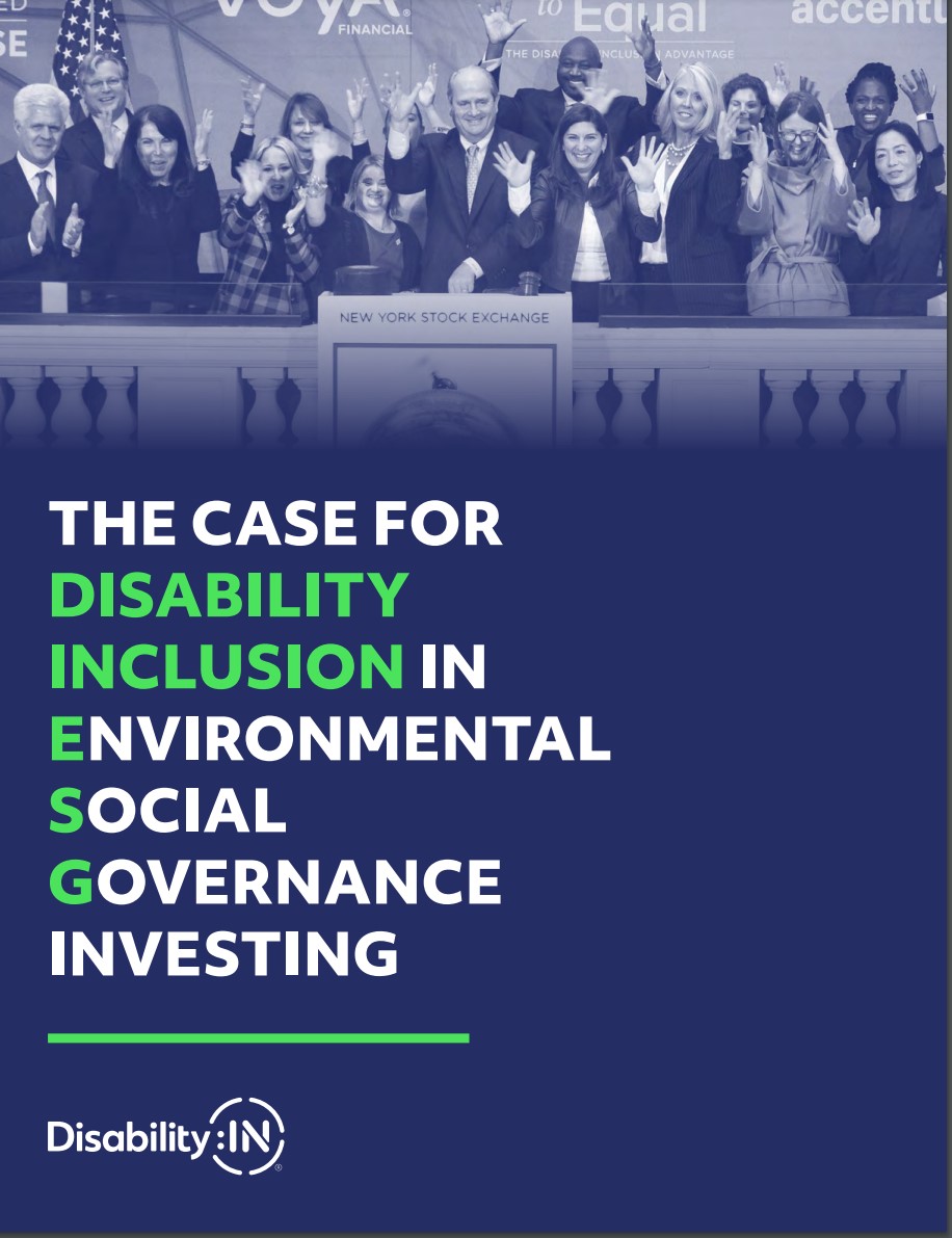 ESG Position Paper cover with title: The Case for Disability Inclusion in Environmental, Social, Governance (ESG) Investing