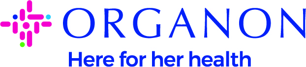 Organon Logo with subhead reading Here for Her Health