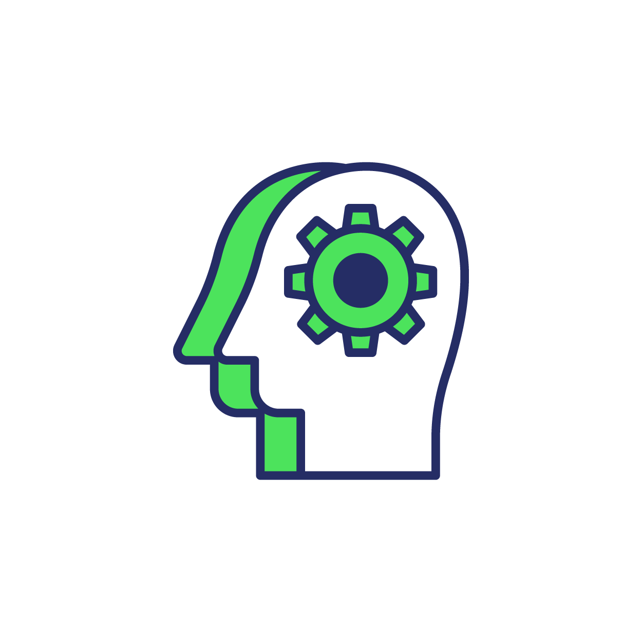 Icon of silhouette head with gears.