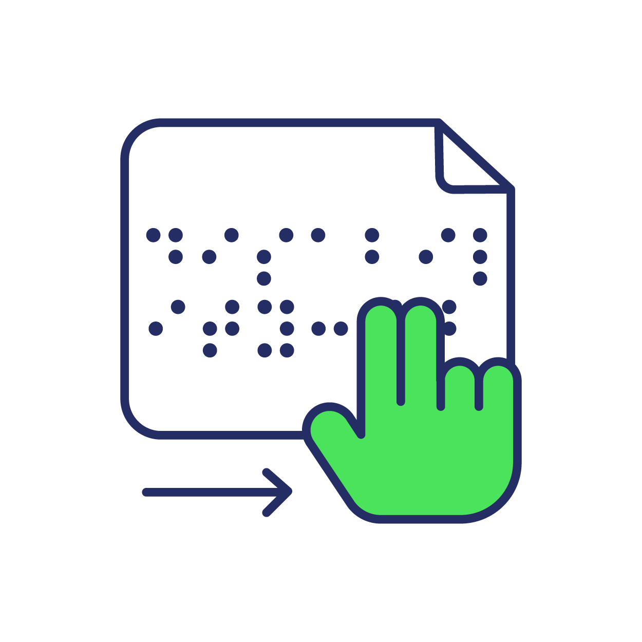 Icon of hand reading Braille on paper