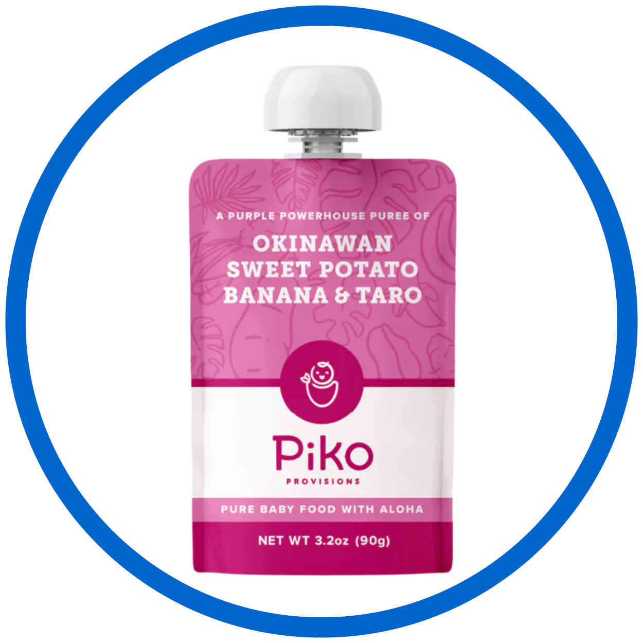 Okinawan Sweet Potato Banana & Taro flavored pink squeeze pouch.