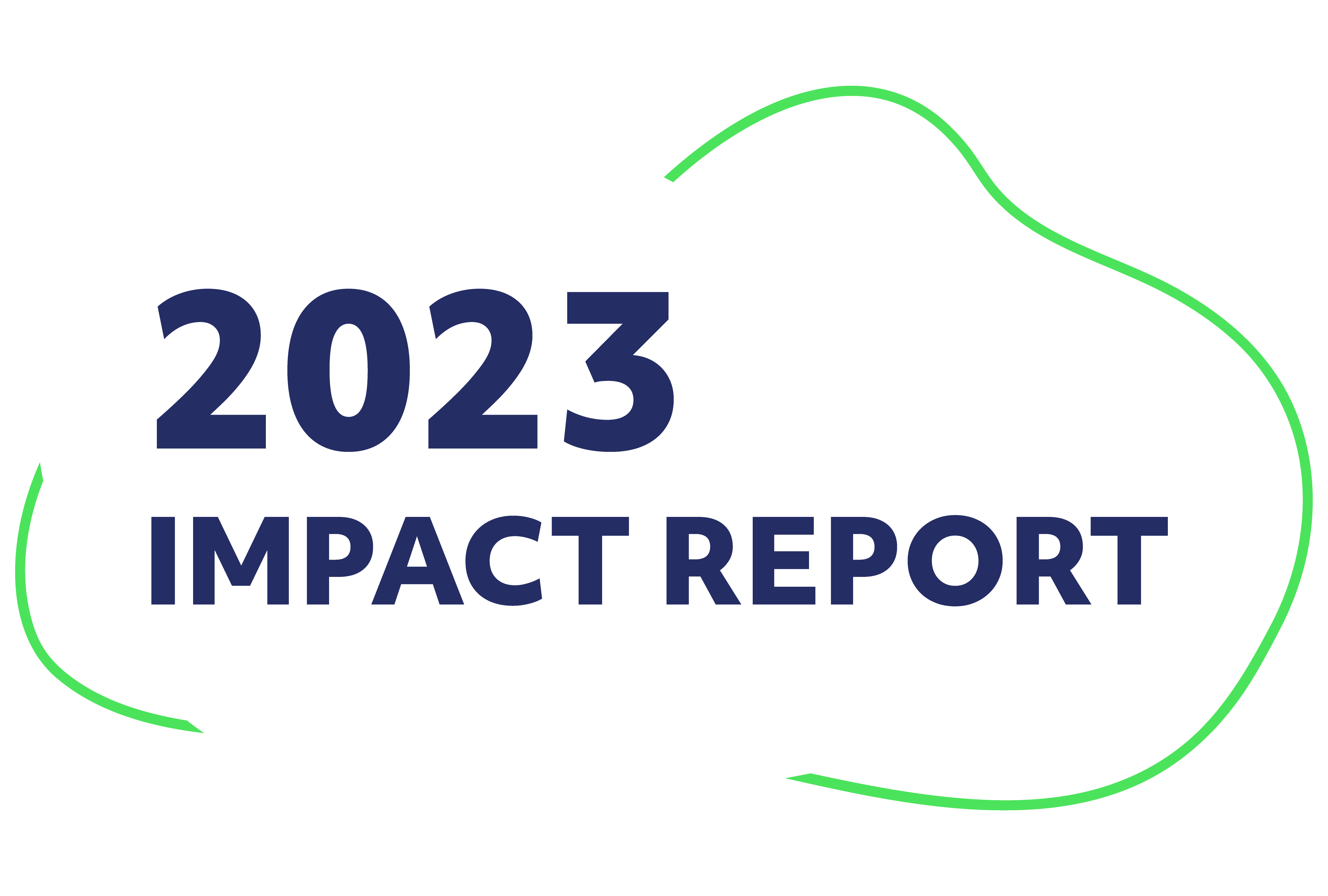 2023 Impact Report in organic shape with outlines.