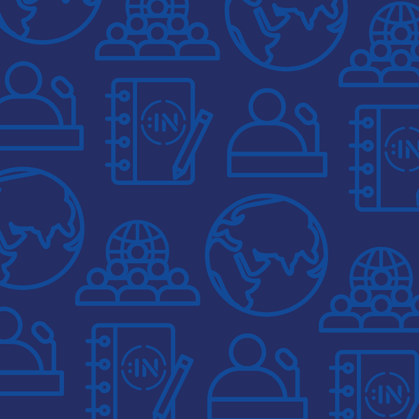 Series of blue outlined icons representing APAC, speakers, impact, and session agenda.