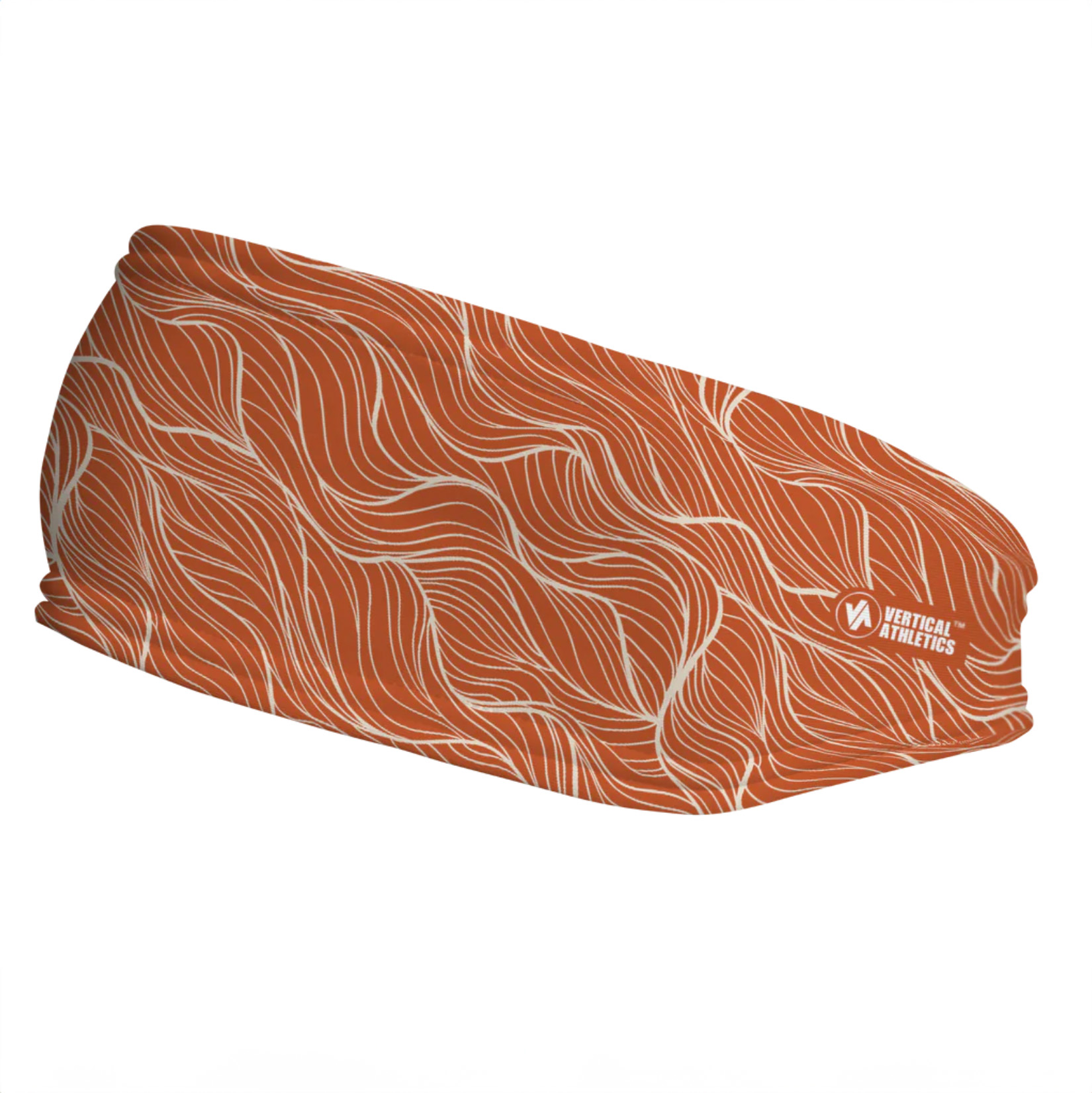 Vertical Athletics Fleece Headband in Burnt Orange Desert Map.